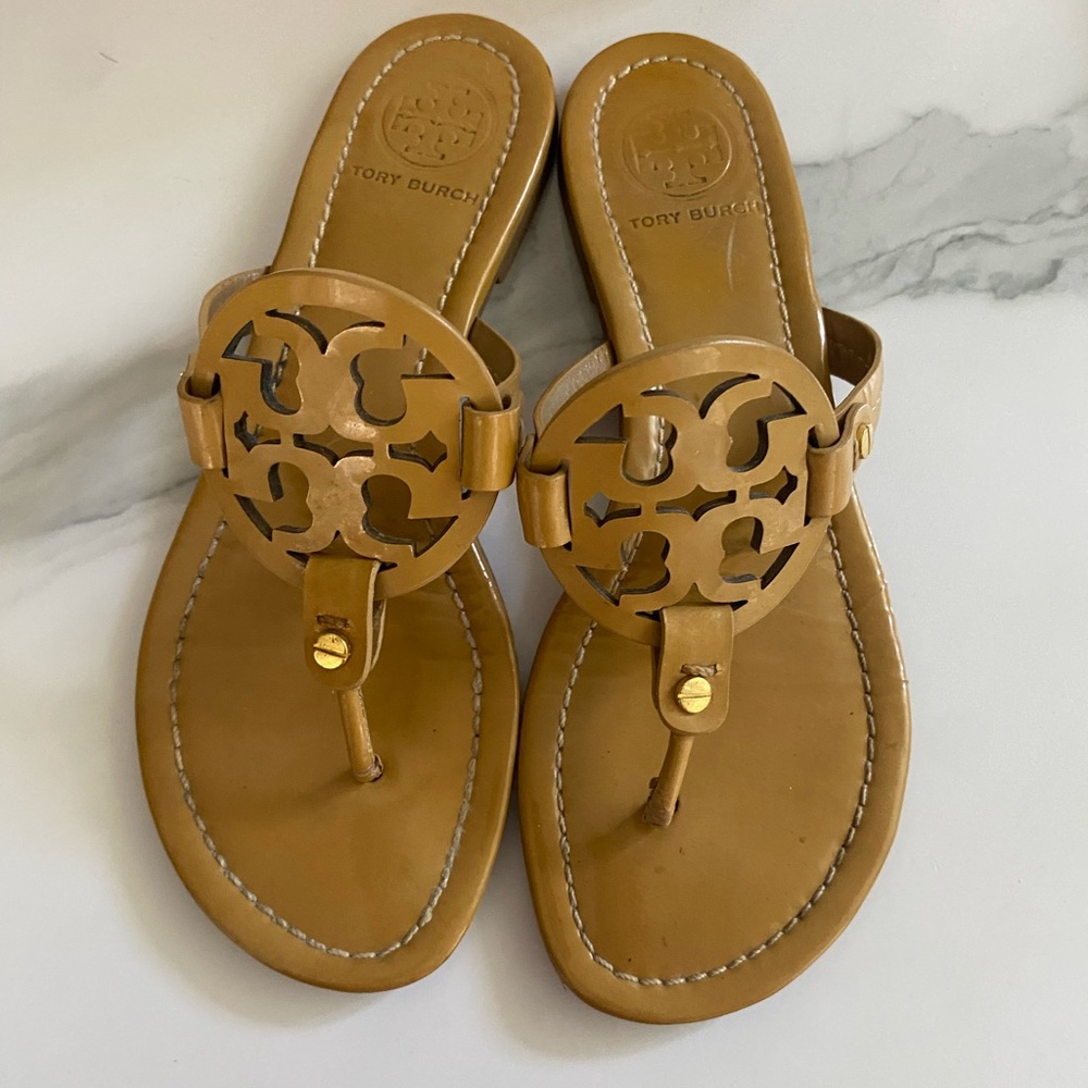 Tory Burch Camel Leather Sandals